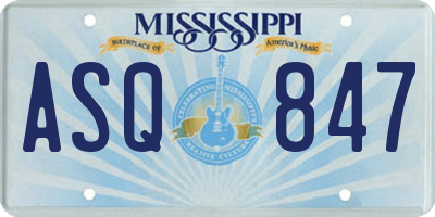 MS license plate ASQ847