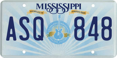 MS license plate ASQ848