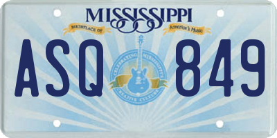 MS license plate ASQ849