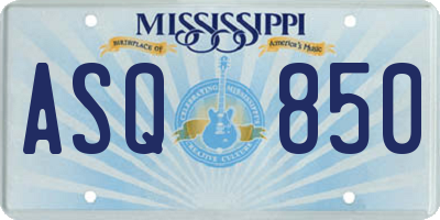MS license plate ASQ850