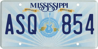 MS license plate ASQ854