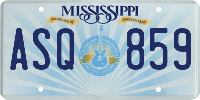 MS license plate ASQ859