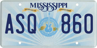 MS license plate ASQ860
