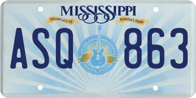 MS license plate ASQ863