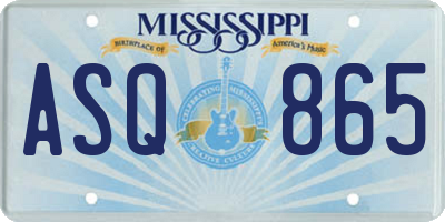 MS license plate ASQ865