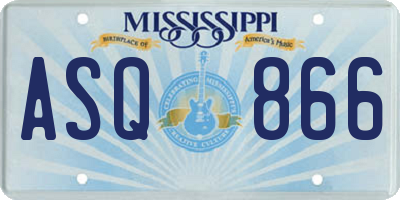 MS license plate ASQ866