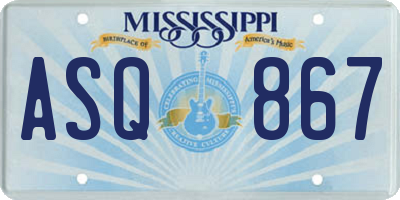 MS license plate ASQ867