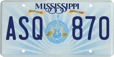 MS license plate ASQ870