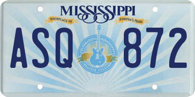 MS license plate ASQ872
