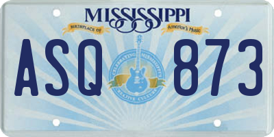 MS license plate ASQ873
