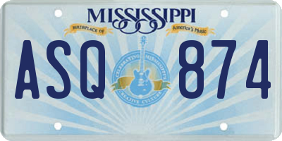 MS license plate ASQ874