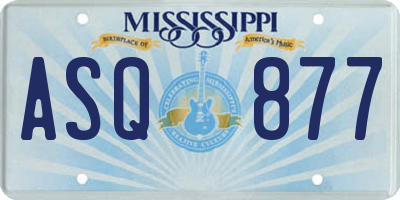 MS license plate ASQ877