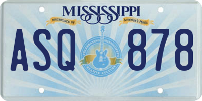 MS license plate ASQ878