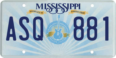 MS license plate ASQ881