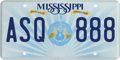 MS license plate ASQ888