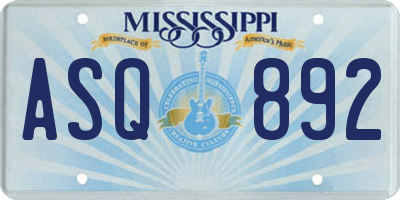 MS license plate ASQ892