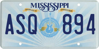 MS license plate ASQ894