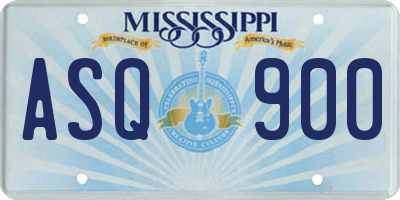 MS license plate ASQ900