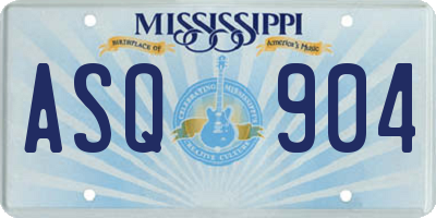 MS license plate ASQ904
