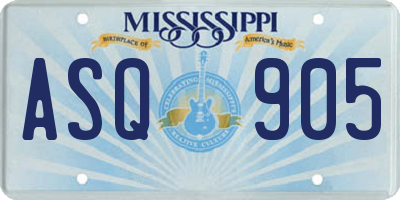 MS license plate ASQ905