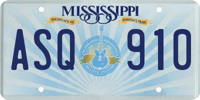 MS license plate ASQ910