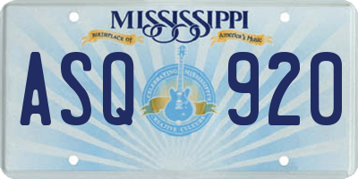 MS license plate ASQ920