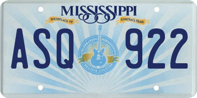 MS license plate ASQ922