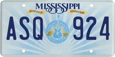 MS license plate ASQ924