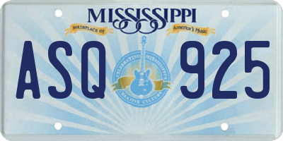 MS license plate ASQ925
