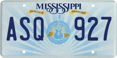 MS license plate ASQ927