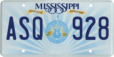 MS license plate ASQ928