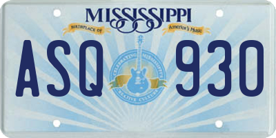 MS license plate ASQ930