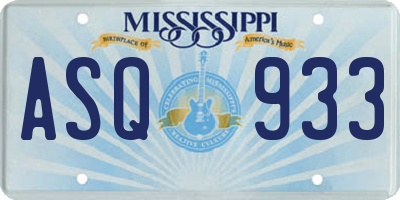 MS license plate ASQ933