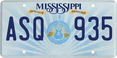 MS license plate ASQ935