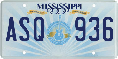 MS license plate ASQ936