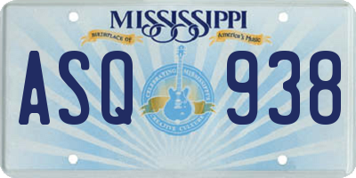 MS license plate ASQ938