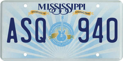 MS license plate ASQ940