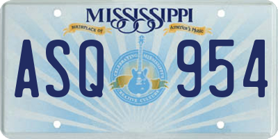 MS license plate ASQ954