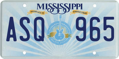 MS license plate ASQ965