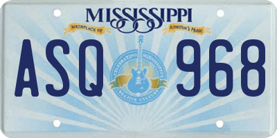 MS license plate ASQ968