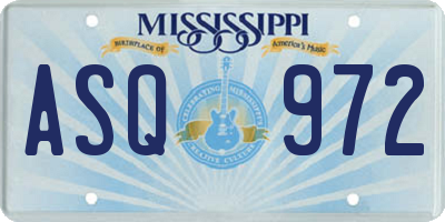 MS license plate ASQ972