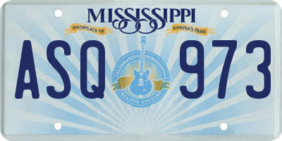MS license plate ASQ973