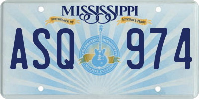 MS license plate ASQ974