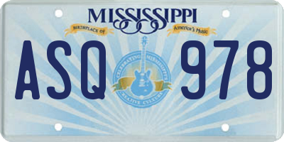 MS license plate ASQ978