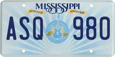 MS license plate ASQ980