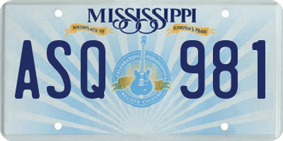 MS license plate ASQ981