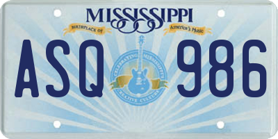 MS license plate ASQ986