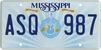 MS license plate ASQ987