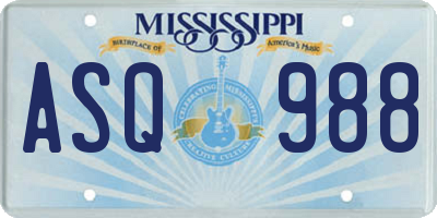 MS license plate ASQ988