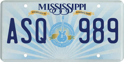 MS license plate ASQ989